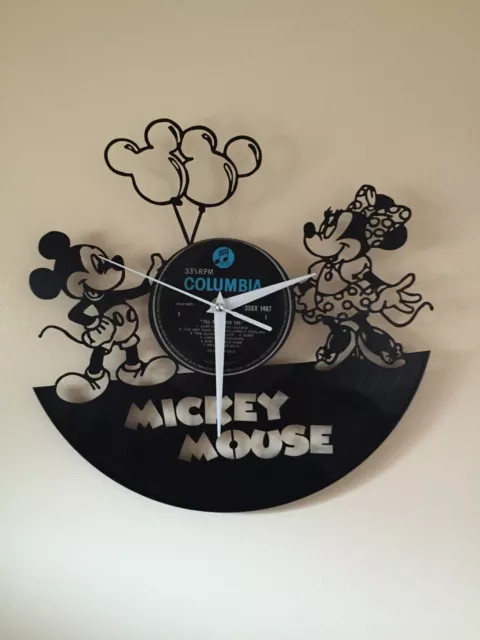 Disney Mickey Mouse Minnie Vinyl Record Wall Clock Kid Room Decor Birthday Gift