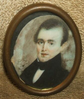 Late 18th Early 19th Century Framed Miniature Hand Painted Portrait Unique Back
