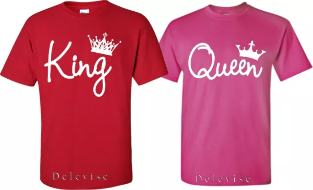 King and Queen Couple matching funny cute T-Shirts S-4XL