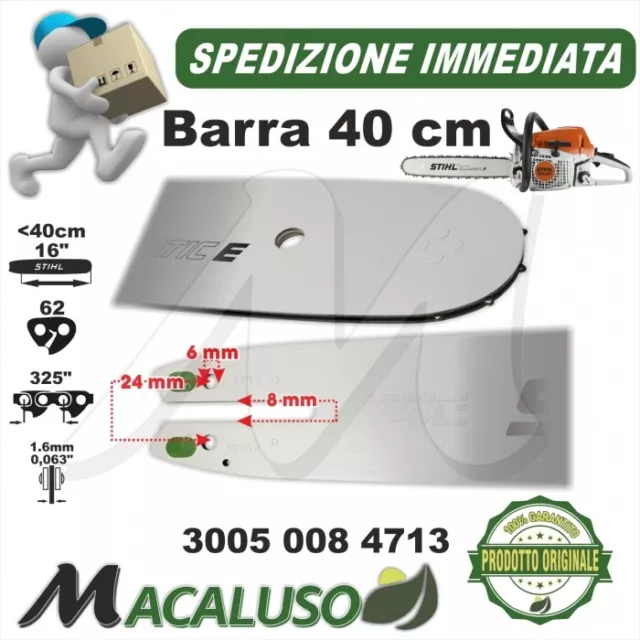 Barra Stihl 16" Cm. 40 motosega MS230 MS250 passo 325" mm. 1,6 maglie 62 spranga 2