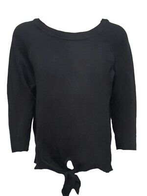 TEREZ Girl's Black Tie Front Sweatshirt #40401640 14 Years NWT