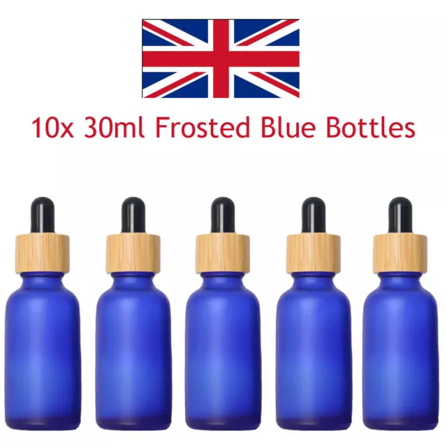 10X 30ML Matte Blue Glass Dropper Bottle with Pipette Eye Drop Oils Aromatherapy
