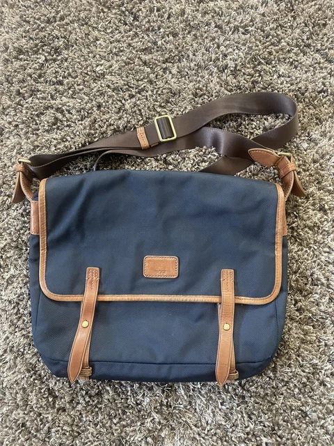 TUMI Alpha Navy Canvas Leather Crossbody Messenger Bag