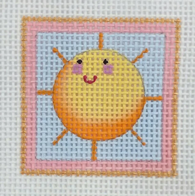 Melissa Shirley HP needlepoint SUNSHINE mini ornament 587-C 2.25" square 13mesh