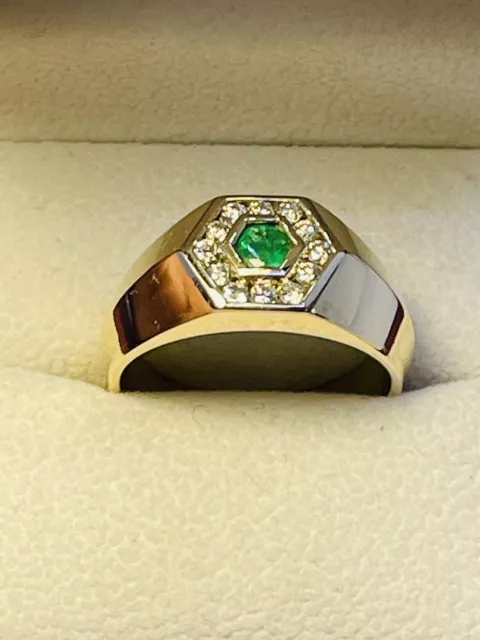 14K YELLOW GOLD Mens Diamonds And Emerald Ring. Size 10.5 £568.36 ...