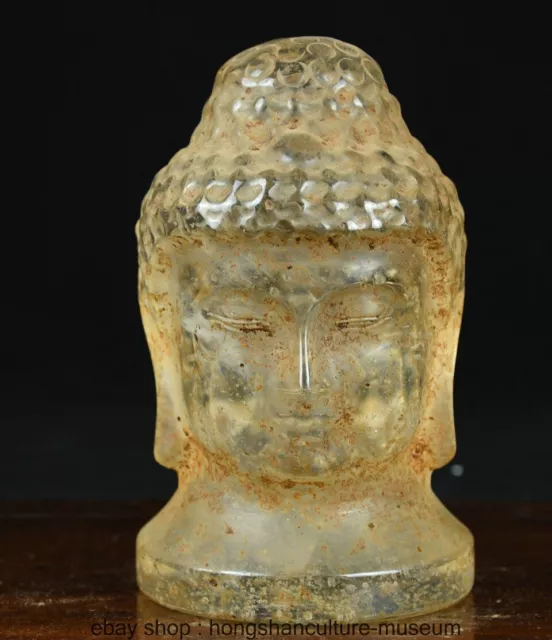 5.6 " Old Chinese Crystal Dynasty Carving Sakyamuni Buddha Statue