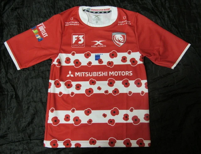 Maillot Domicile X Blades Gloucester Rugby 2017-18 - Taille XL Rouge Et Blanc