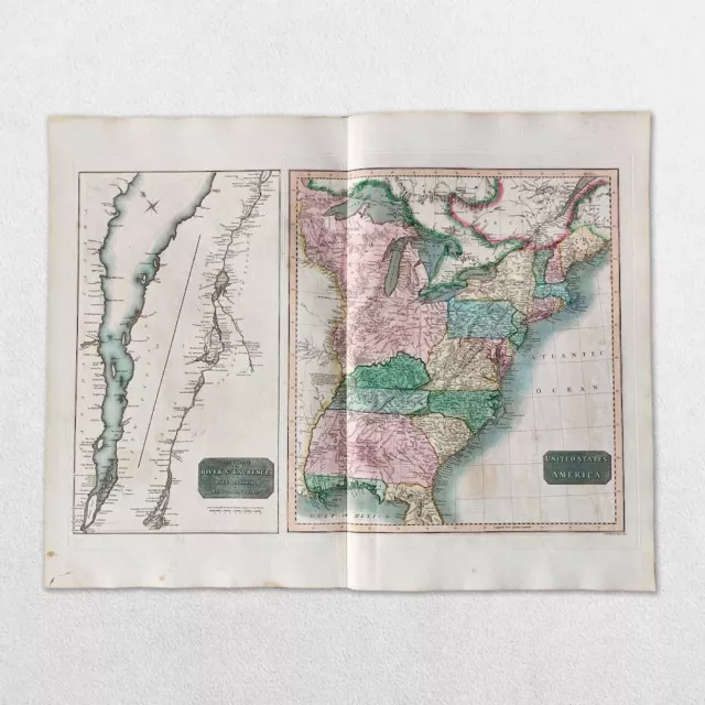 Antique 19Th Century World Atlas Map John Thomson 1814 North America Usa