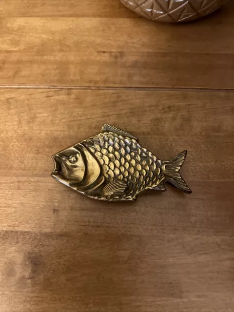 Solid Brass Fish Ashtray Ornament Coin Trinket Dish Made In England