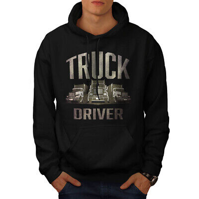 Wellcoda Truck Driver Job Mens Hoodie, Lorry Wheels Casual Hooded Sweatshirt