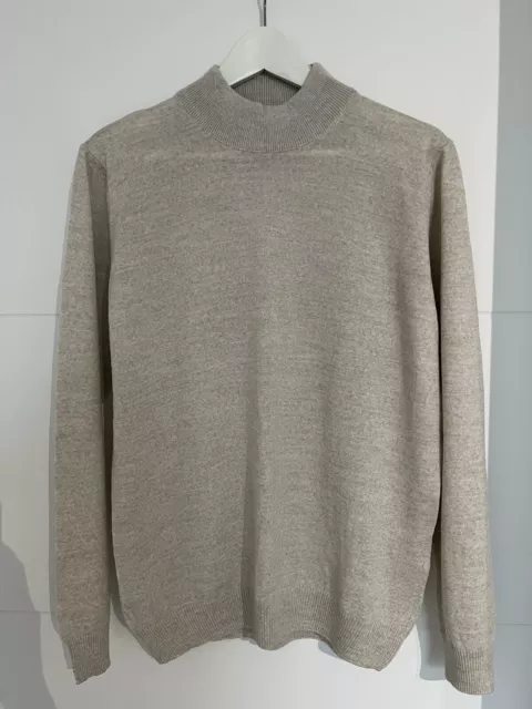 Pull unisexe beige col roulé Konig Genève belle qualité 150eur laine M 38 40