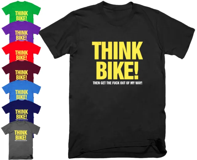 T-shirt motociclista Think Bike divertente regalo di compleanno regalo papà top S - 5XL