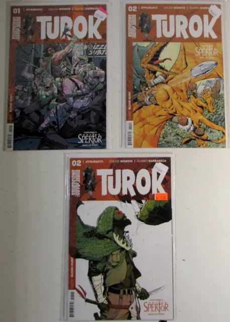 Turok Lot of 3 #1d,2,2b Dynamite Entertainment (2017) NM 1st Print Comic Books