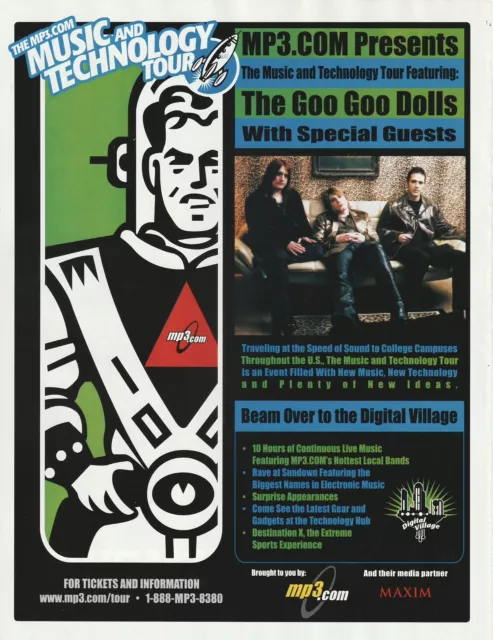 1999 Goo Goo Dolls Music & Tech Tour Concert Promo Print Ad/Poster 21x28cm MAX10