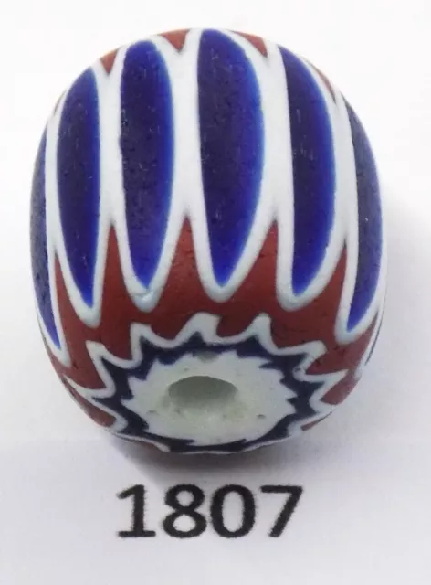 Oval Venetian Chevron African Trade Bead Italy  # 1807  BG 60