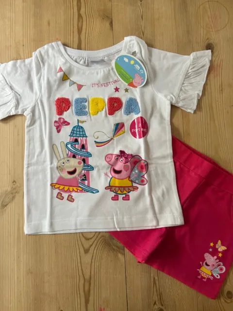 BNWT Peppa Pig Festival T shirt and Short Outift Set Age 2 - 3 Years