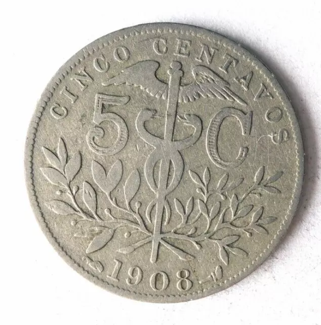 1908 BOLIVIA 5 CENTAVOS - Excellent Coin - FREE SHIP - Latin America #3