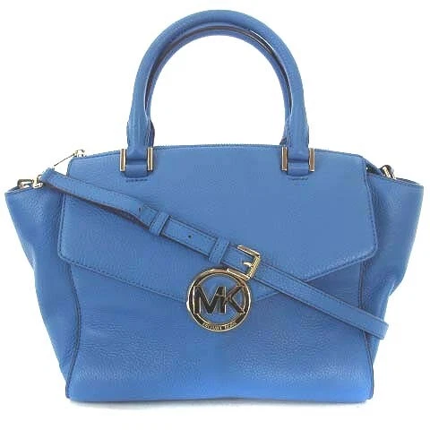 Michael Kors 35H4Ghus3L Hudson 2Way Shoulder Bag Hand Logo Leather Blue Green Wo