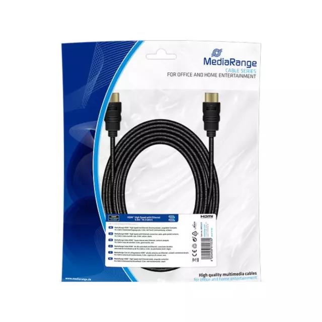 MEDIARANGE HDMI ANSCHLUSSKABEL 5m MRCS211 Textil-Ummantelung 10.2GB