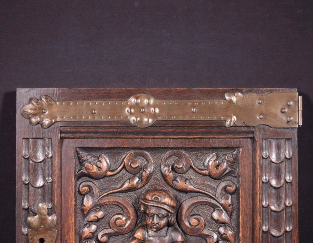 *French Antique Gothic Revival Panel in Oak Wood Salvage with Deep Carvings 4