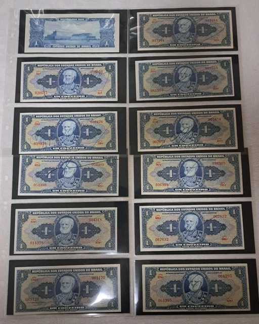 Lot de 23 billets  " 1 CRUZEIRO " UNC, 19 signatures manuelles.