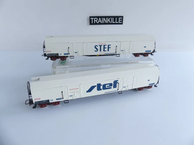 Lot 2 Wagons Jouef HO - Fourgon 653 + Réfrigérant STEF 656 - Vintage France
