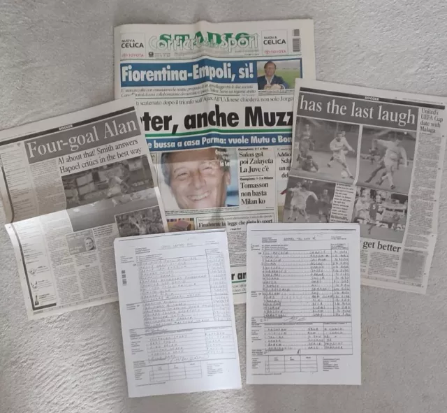 HAPOEL TEL AVIV v LEEDS UNITED 2002 UEFA CUP TEAMSHEETS & NEWSPAPERS