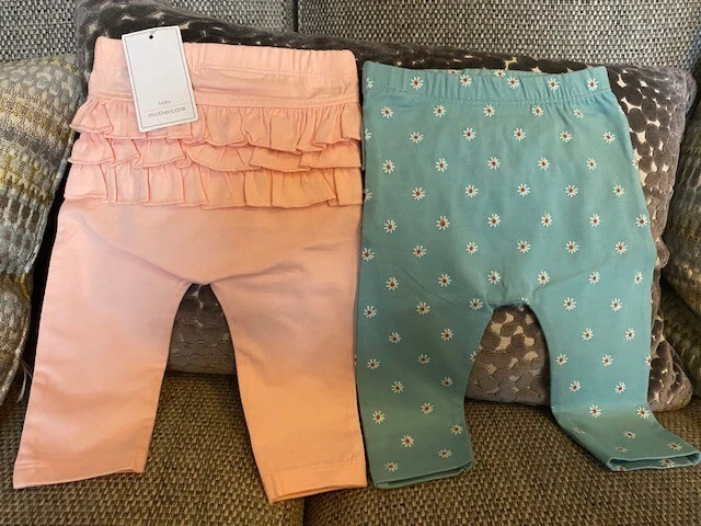 BNWT Baby girl Mothercare Frilly leggings 2 pairs age 1 - 3 months