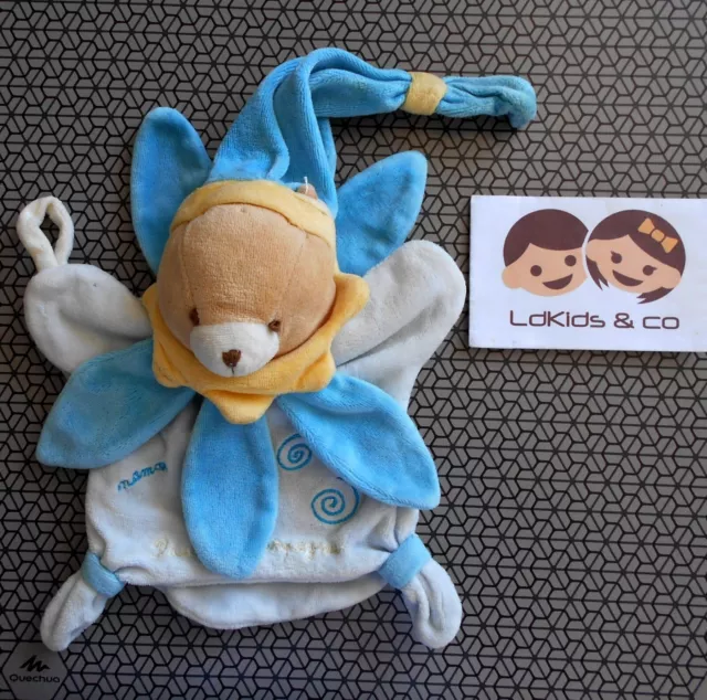 DOUDOU et COMPAGNIE OURS MARIONNETTE MAMAN BLEU SPIRALE 25 cm D915