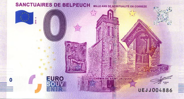 19 DONZENAC Sanctuaires de Belpeuch, 2018, Billet Euro Souvenir