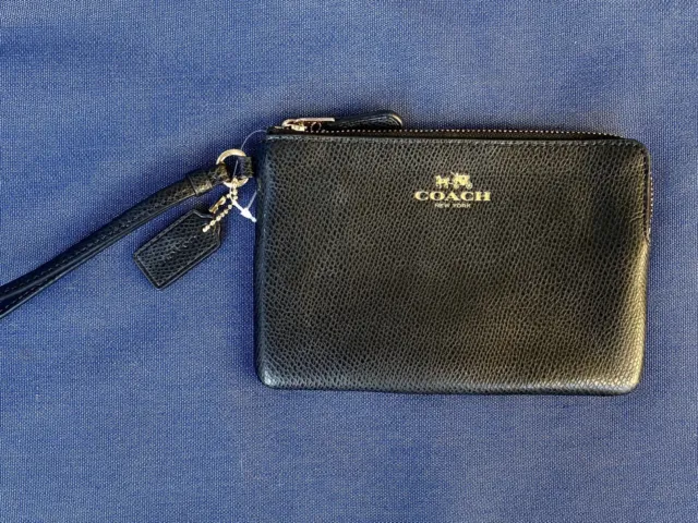 Coach Black Chelsea Pebbled Leather Mini wristlet purse