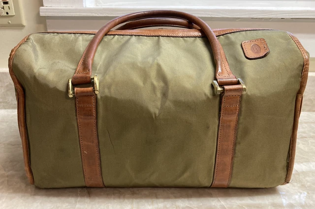 Vintage HARTMANN Tan Leather Nylon Carry-On Toiletry Bag Case Duffle Overnight
