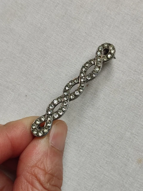 Broche Ancienne Ornée De Strass - Métal Doré - Occasion En Bon état