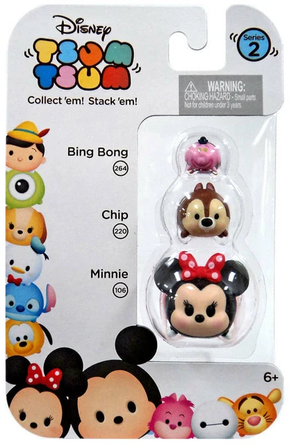 DISNEY TSUM TSUM Stackable 3-Pack Figure Series 2 Bing Bong, Chip & Minnie Mouse