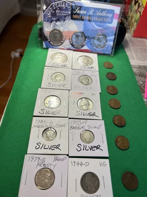 US Starter 90% SILVER COINS + Other Old Asst Dates & Type 20 Total.( Lot L 224 )