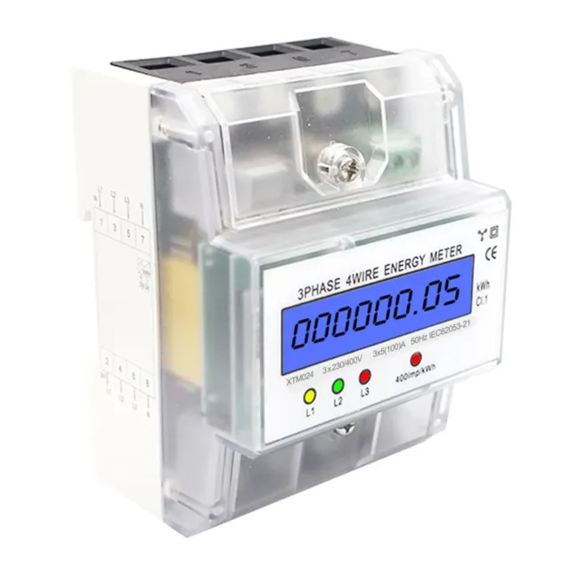 Versatile Threephase Electricity Meter with Transparent Insulated Shell Design