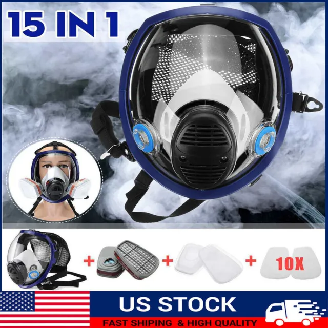 15 in 1 For 6800 Facepiece Respirator Gas Mask Full Face Spraying Painting US