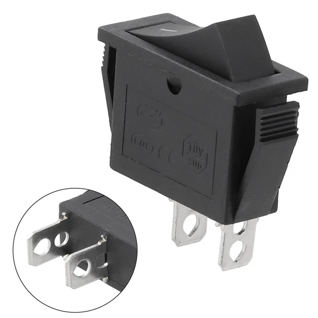 Interrupteur à Bascule Blanc Rectangle - 2 Positions, 2 Broches (1 Circuit) - AC - Neuf