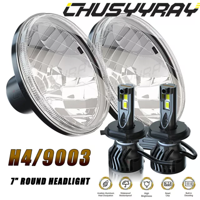 Pair 2PCS 7" INCH Round Headlight High/Low Beam For Oldsmobile Cutlass Supreme