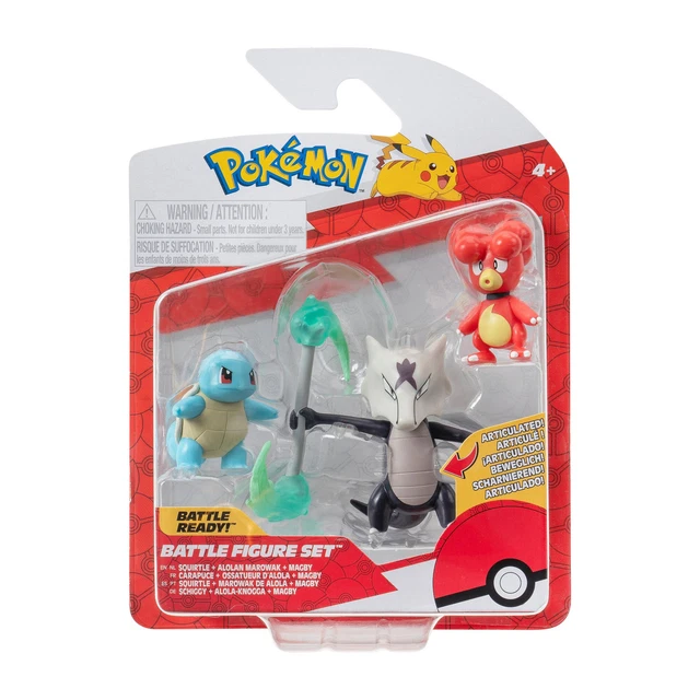 Figurines Pokémon Battle Pack - Magby & Squirtle #5 | 5.1cm Et 7.6cm Articulées | Compatible Accessoires Pokémon | Officiel Jazwares