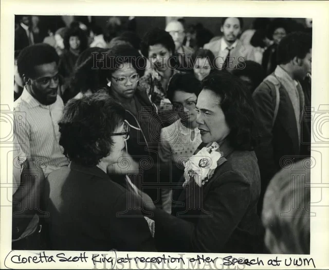 1983 Press Photo Coretta Scott King at reception at University of Wisconsin