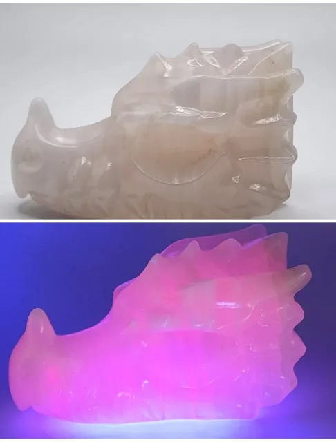 UV Reactive Pink Calcite Dragon Head, Year Of Dragon Gift, Calcite Dragon Head