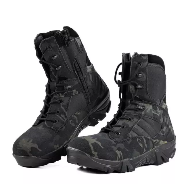 Botas Militares Tácticas De Cuero Para Hombre Zapatos Alto De Combate De Trabajo