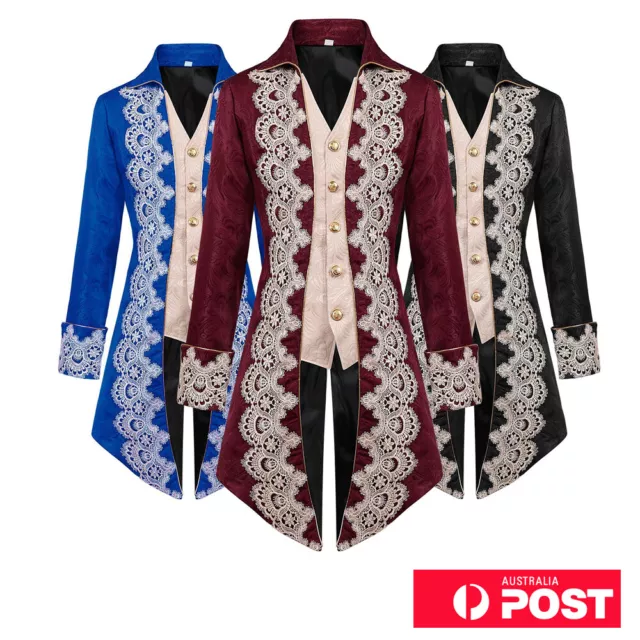 Retro Luxury Steampunk Medieval Jacket Gothic Victorian Frock Coat Party Costume