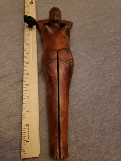 Vintage Hand Carved Wooden Nude Woman Nutcracker Folk Art Carving Philippines