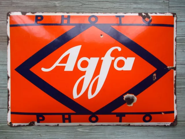 Original altes Emailschild - Agfa - Photo - Foto - Berlin - Raute - Filme