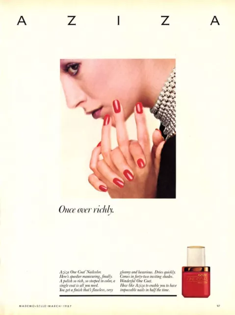 1987 Aziza 80s nail polish vintage 1-page MAGAZINE AD