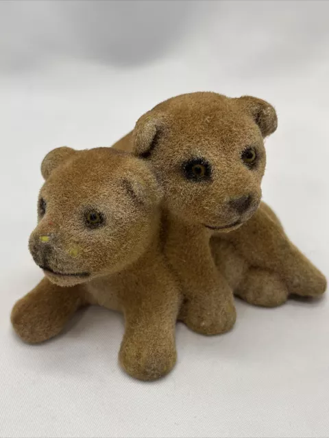 Lion Cub Figurine Flocked Vintage Hong Kong Charls Products Foil Decal 2 Cubs.