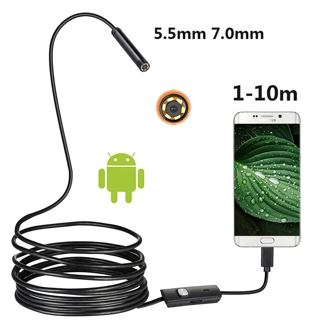 Mini telecamera endoscopio 7 mm/5,5 mm telecamera USB per ispezioni Android Endosk Tg