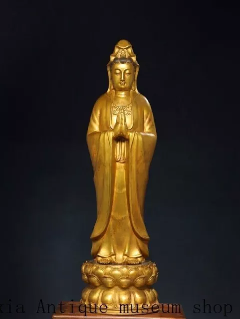 32"Chinese Buddhism temple bronze gilt Kwan-Yin GuanYin Bodhisattva statue